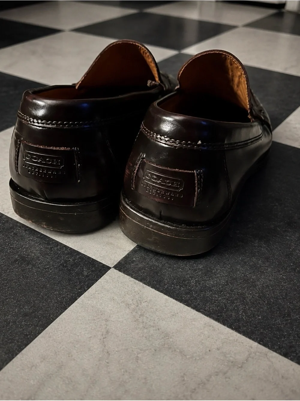 Classic Men’s Coach Leather Penny Loafers - Dark Brown